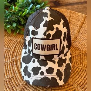 New C.C Cow Print with Cowgirl Patch Baseball Hat